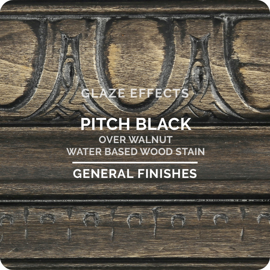 Pitch Black Glaze Effects over Walnut Stain