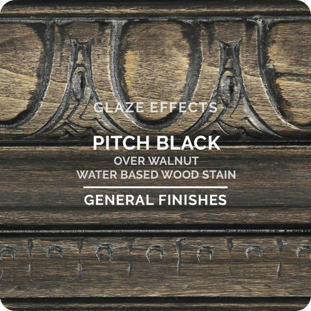 Pitch Black Glaze Effects over Walnut Stain