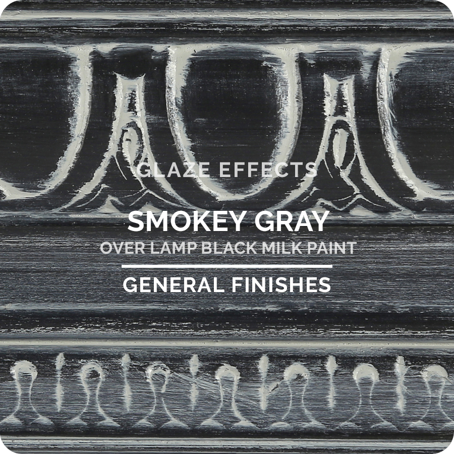Smoke Gray Glaze Effects over Lamp Black Milk Paint