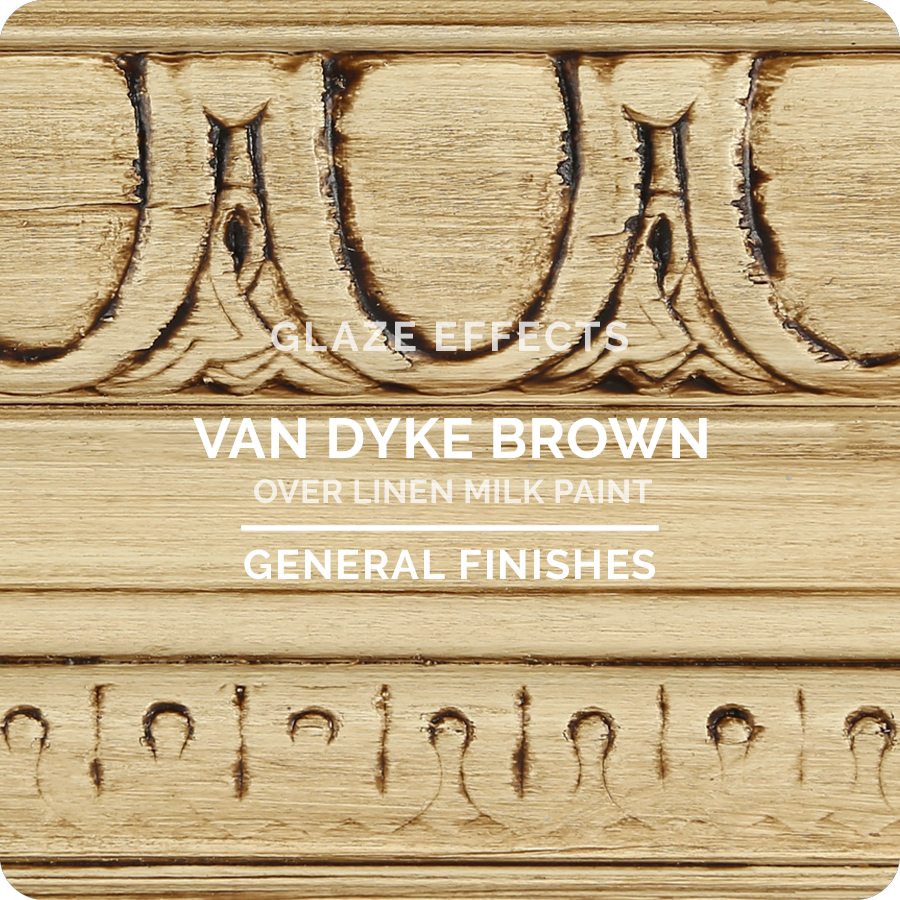 Van Dyke Brown Glaze Effects over Linen Milk Paint